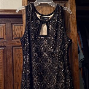 R&M Richards Black Lace Overlay Top